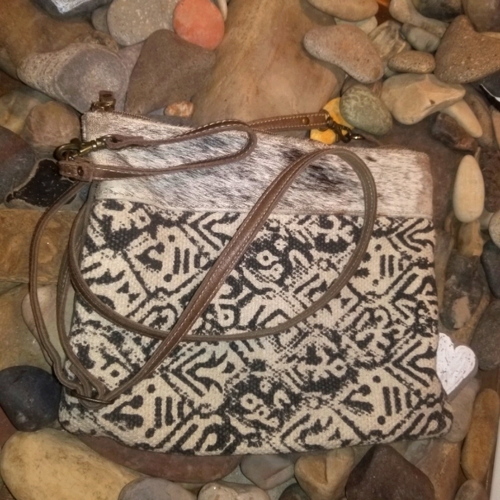 Myra crossbody bag with cow hair trim detail